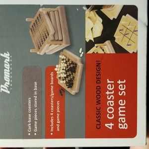NWT Promark cork base coasters includes game board and pcs(pcs stored in base)